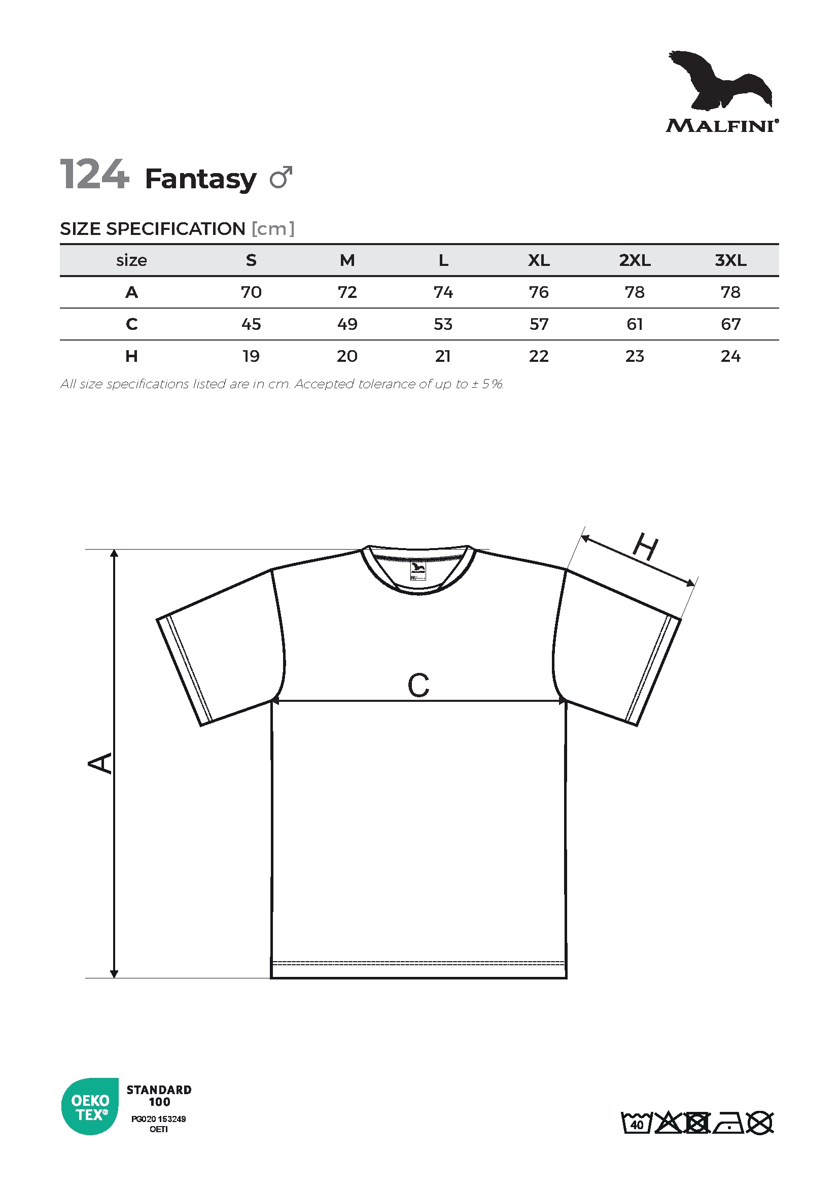 Tabulka velikostí produktu Tričko pánské Fantasy 124 bílá