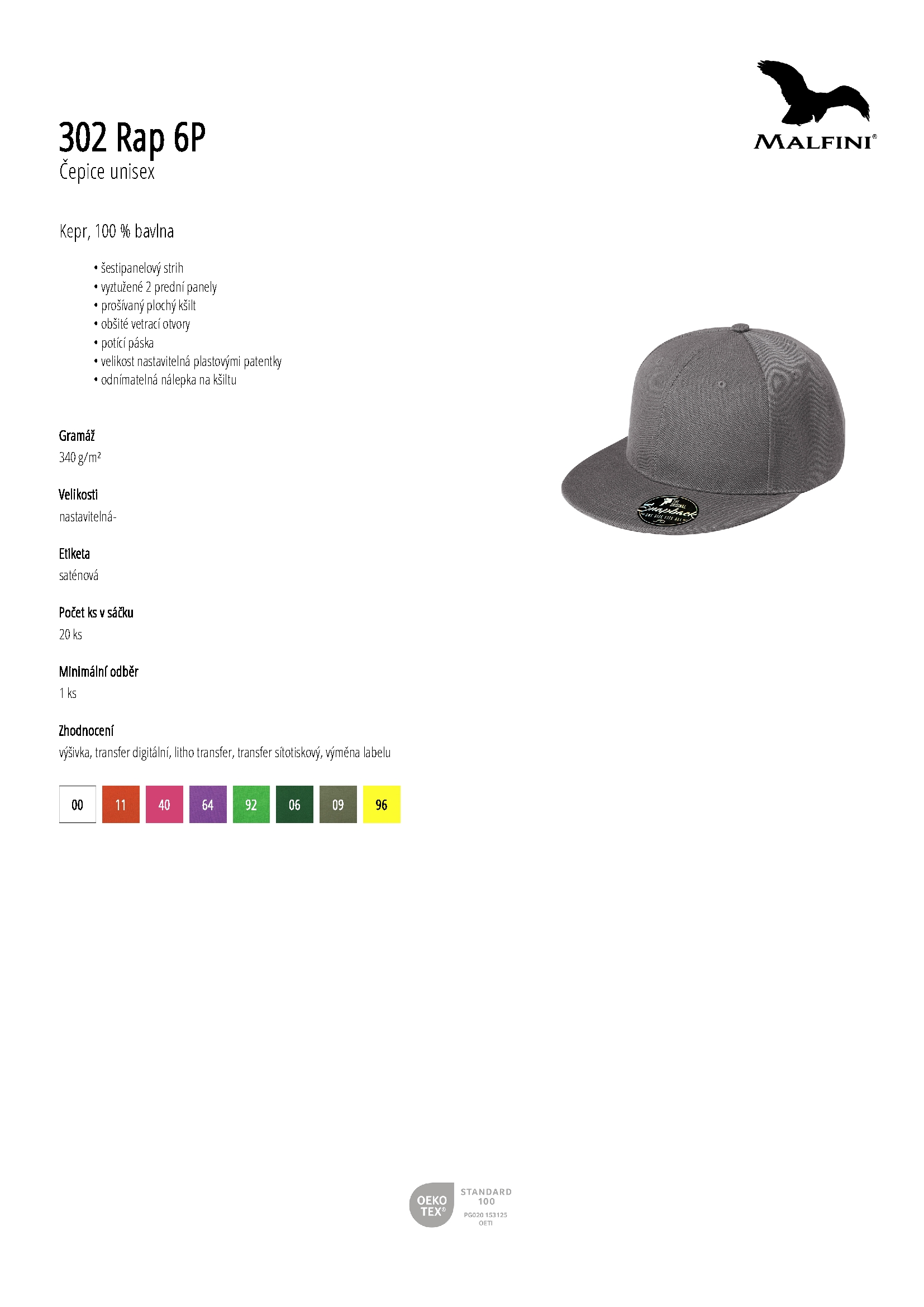 Karta produktu Čepice unisex Rap 6P 302 lahvově zelená