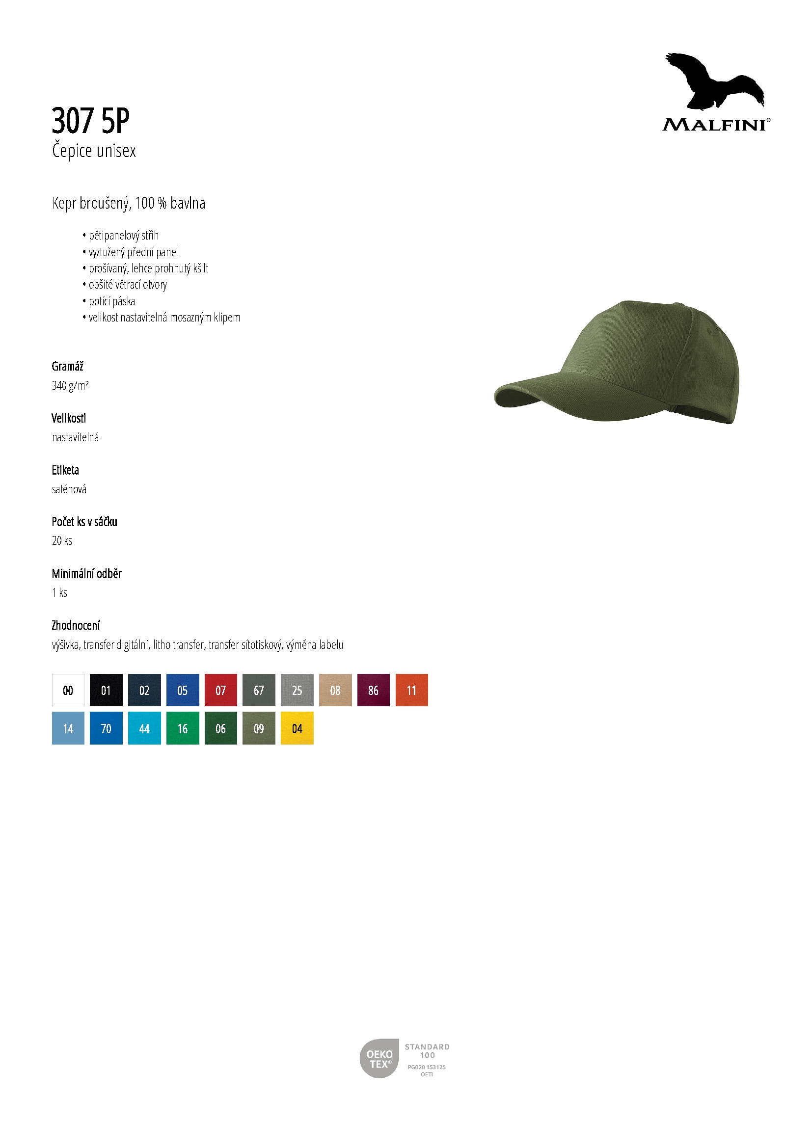Karta produktu Čepice unisex 5P 307 bílá