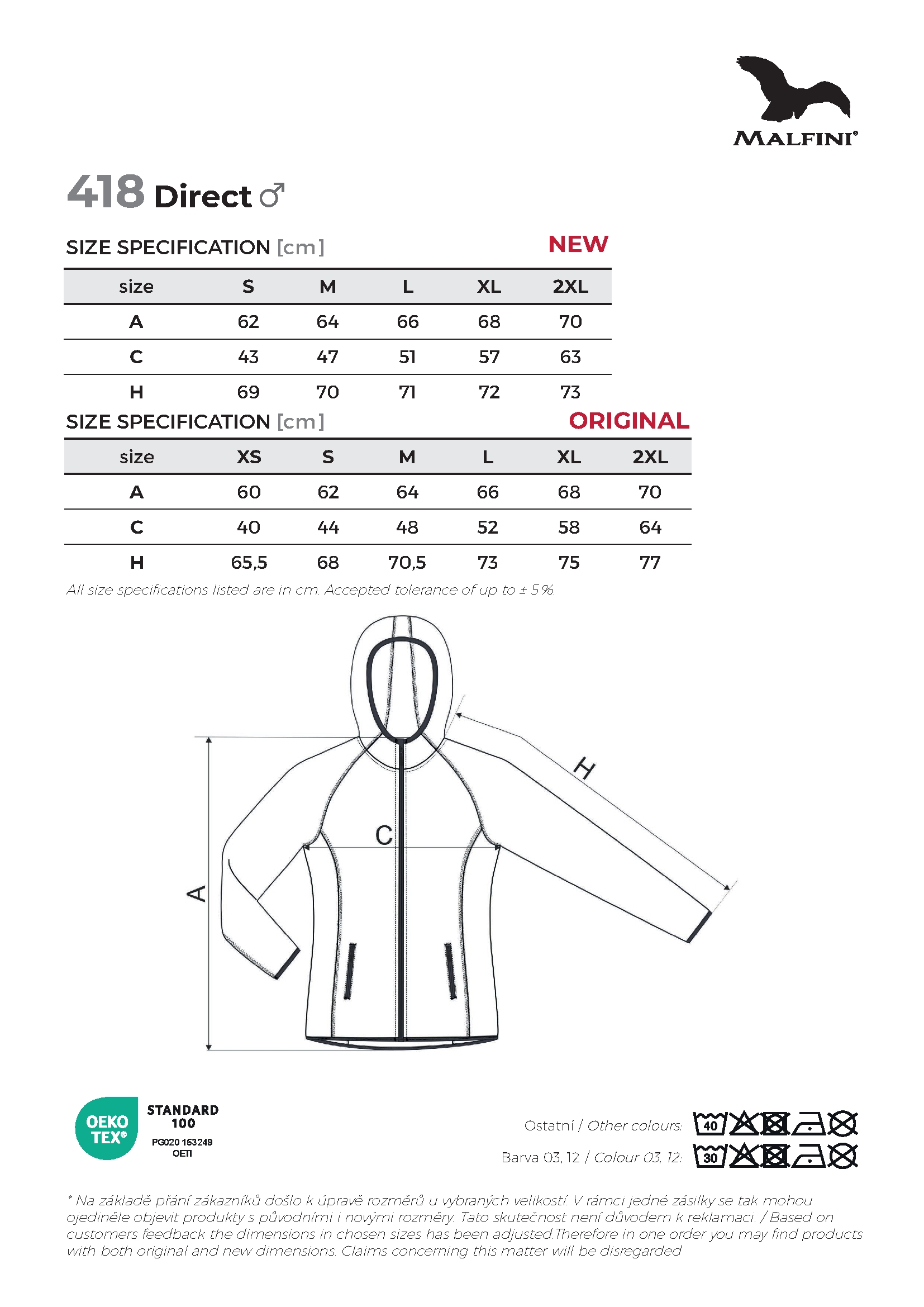 Tabulka velikostí produktu Stretch fleece dámský Direct 418 bílá