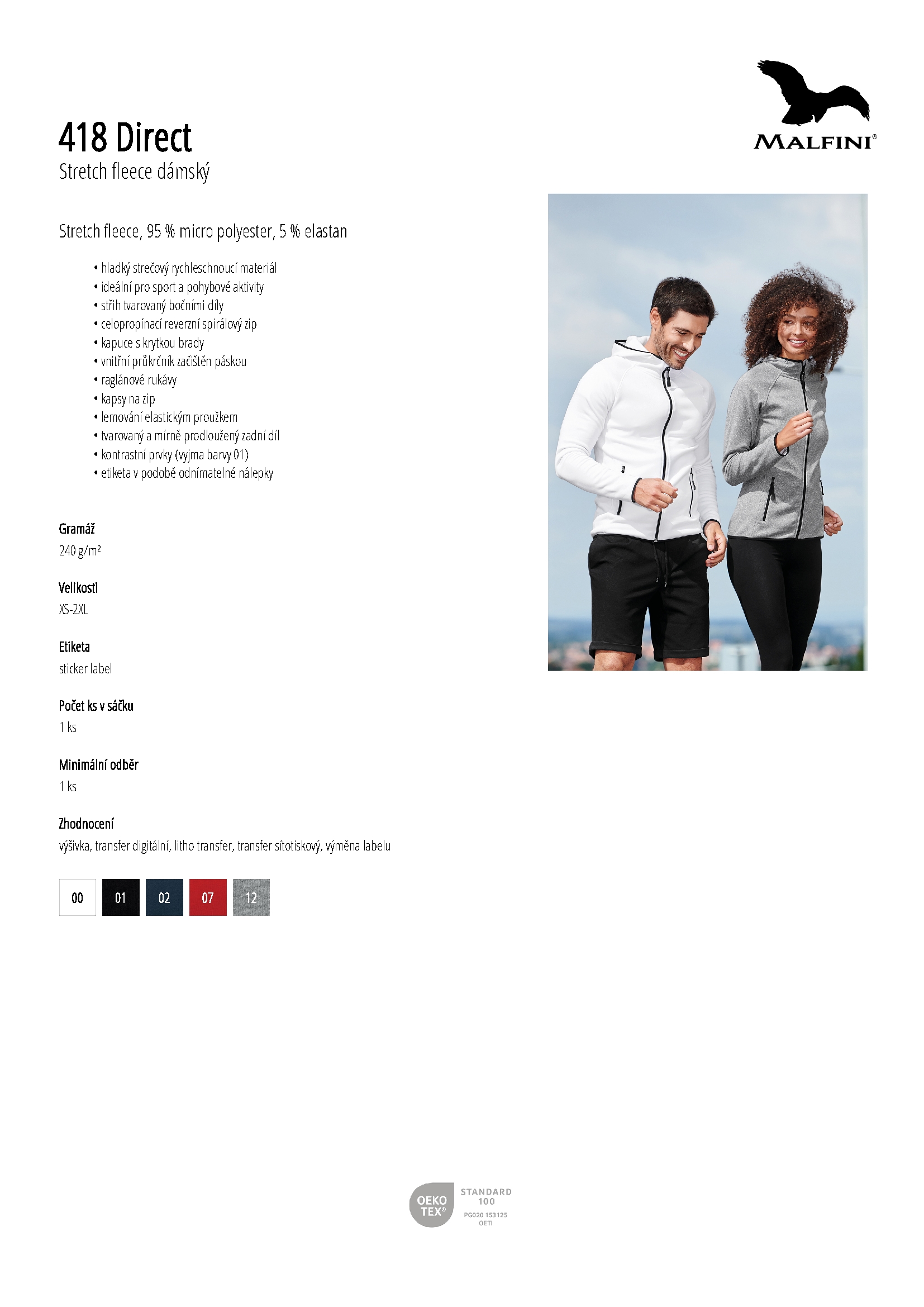 Karta produktu Stretch fleece dámský Direct 418 bílá